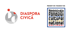 Logo Diaspora Civică Berlin și logo Administrația Fondului Cultural Național